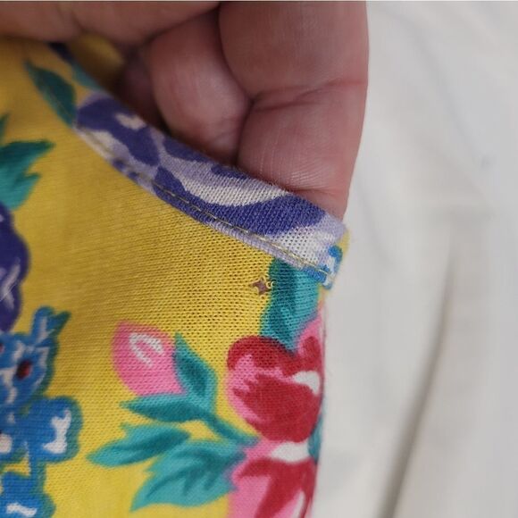 NEW VINTAGE 90s yellow bright bold floral short sleeve‎ t-shirt top M - Picture 7 of 10